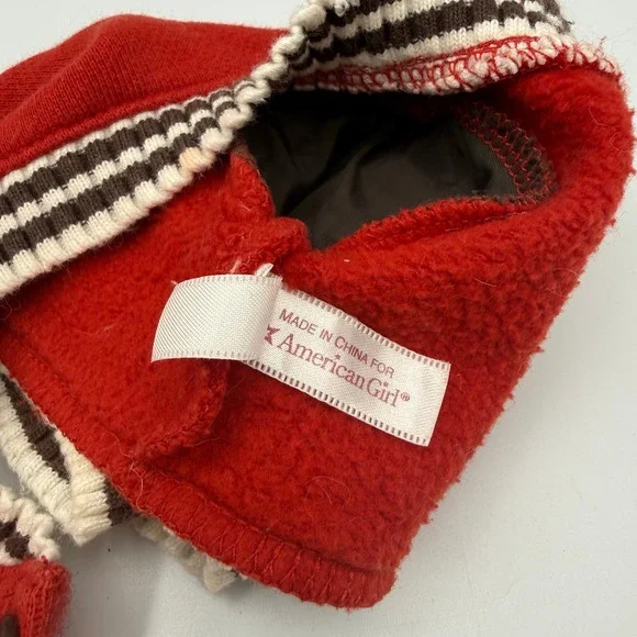 American Girl Doll Red Brown Varsity Cardigan Sweater Button Front 18 Inch Doll - Picture 4 of 5